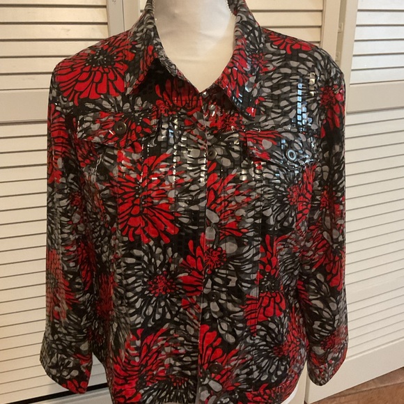 Ruby Rd Stylish Red & Black Jacket - Picture 2 of 3